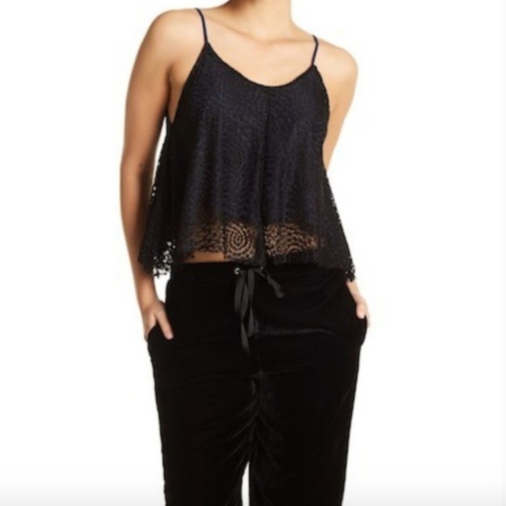 Sam Edelman Lace V Neck Crop Tank Top Shirt Large